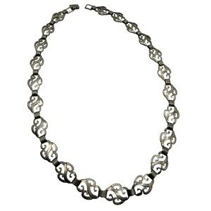 Vintage Sterling Silver 925 Scroll Link Necklace, Circa 1990s-Length 17 1/2”